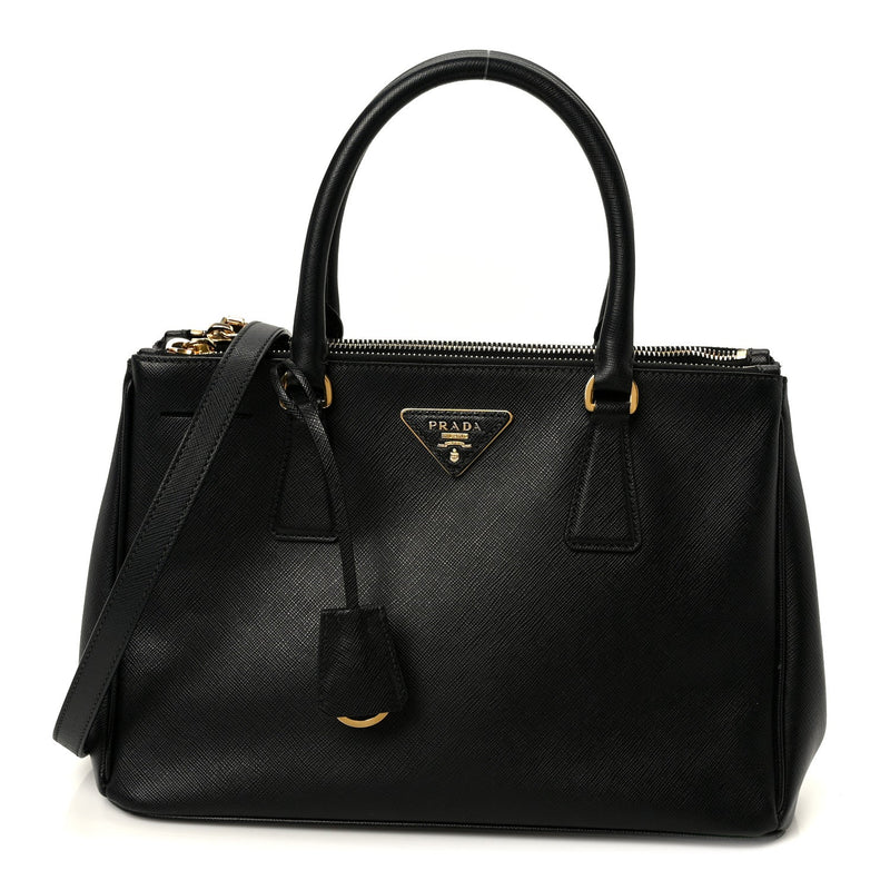 Saffiano Small Galleria Double Zip Tote Black