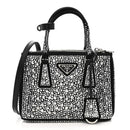 Satin Crystal Mini Galleria Double Zip Tote Metal