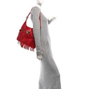 Calfskin Palazzo Fringe Shoulder Bag Red