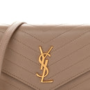 Grain De Poudre Matelasse Chevron Monogram Envelope Chain Wallet Dark Beige
