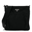 Tessuto Nylon Saffiano Flat Messenger Bag Black