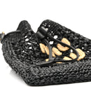 Raffia Crochet Drawstring Pouch Black Naturale