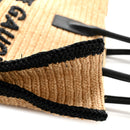 Raffia Calfskin Rive Gauche Tote Naturale Black