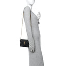 Grain De Poudre Matelasse Chevron Monogram Envelope Chain Wallet Black