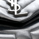 Calfskin Y Quilted Monogram Medium Loulou Chain Satchel Black