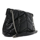 Lambskin Quilted Medium Loulou Puffer Monogram Chain Satchel Black