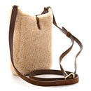 Shearling Suede Mini Le 5 A 7 Vertical Hobo Natural Beige Dark Cigar