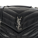 Calfskin Y Quilted Monogram Small Loulou Chain Satchel Black
