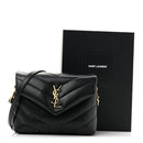 Calfskin Y Quilted Monogram Toy Loulou Crossbody Bag Black