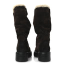 Suede Shearling Vintage Effect Mid Calf Boots 38 Morro