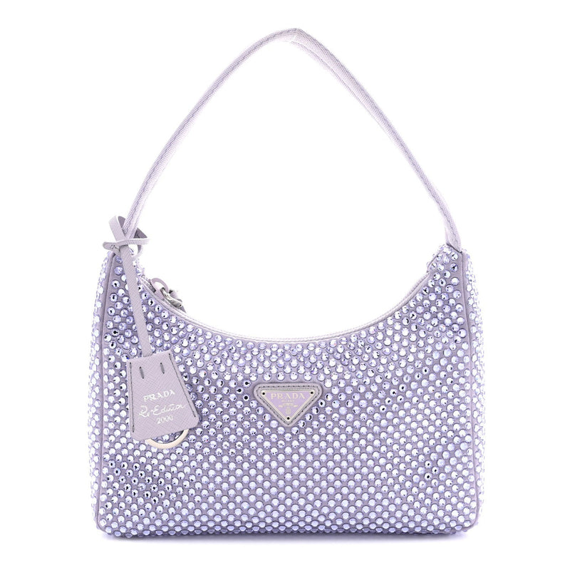 Satin Crystal Mini Re-Edition 2000 Bag Glicine