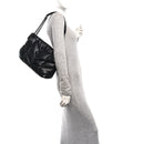 Lambskin Quilted Monogram Monochrome Medium Loulou Puffer Chain Satchel Black