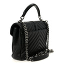 Sheepskin Matelasse Chevron Monogram Monochrome Medium College Bag Black