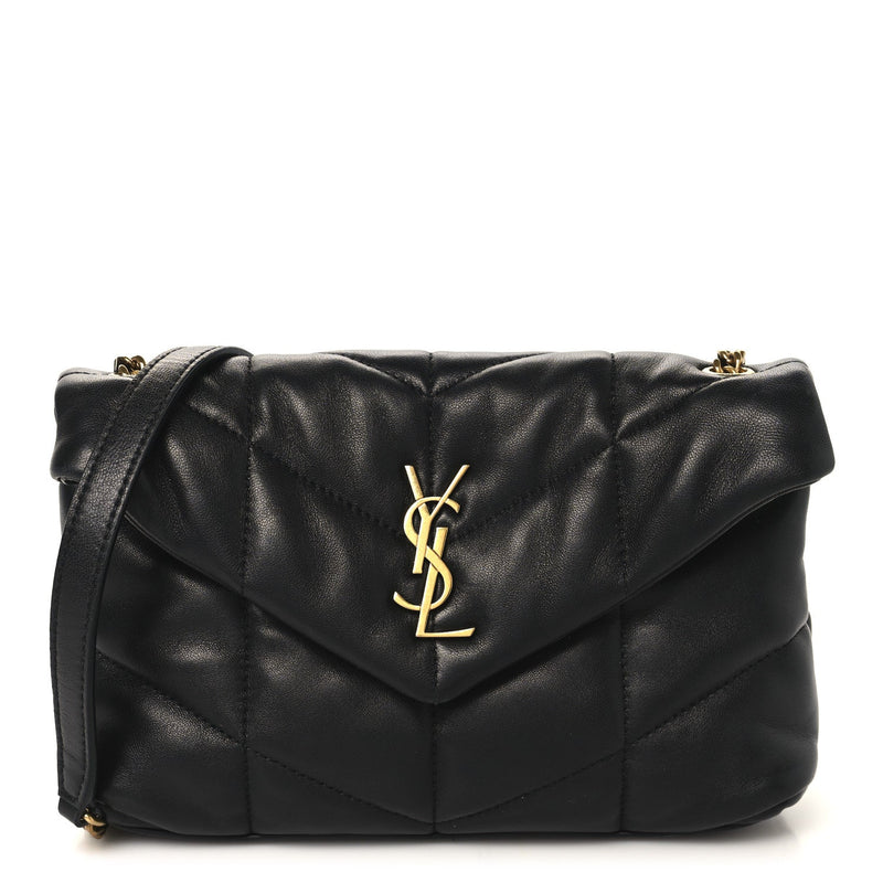 Lambskin Quilted Toy Loulou Puffer Monogram Chain Satchel Black