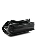 Crinkled Calfskin Matelasse Monogram Large Niki Chain Satchel Black