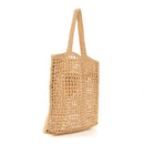 Yarn Raffia Effect Crochet Logo Embroidered Tote Bag Naturale
