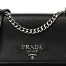 Saffiano Tessuto Nylon Chain Shoulder Bag Black