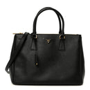 Saffiano Lux Large Galleria Double Zip Tote Black