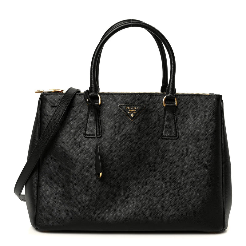 Saffiano Lux Large Galleria Double Zip Tote Black