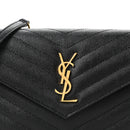 Grain De Poudre Matelasse Chevron Monogram Envelope Chain Wallet Black