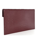 Calfskin Crocodile Embossed Uptown Monogram Clutch Rouge Legion