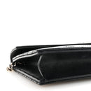 Grain De Poudre Matelasse Chevron Monogram Envelope Chain Wallet Black