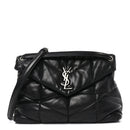 Lambskin Quilted Medium Loulou Puffer Monogram Chain Satchel Black