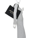 Raffia Linen Calfskin Small Rive Gauche Tote Black