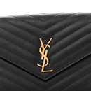 Grain De Poudre Matelasse Chevron Monogram Envelope Clutch Black