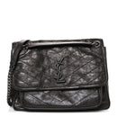 Crinkled Calfskin Matelasse Monogram Medium Niki Chain Satchel Storm