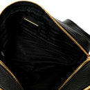Vitello Daino Medium Double Zip Shoulder Bag Black