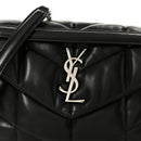 Lambskin Quilted Small Loulou Puffer Monogram Chain Satchel Black