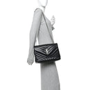 Calfskin Y Quilted Monogram Medium Loulou Chain Satchel Black