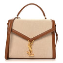 Canvas Calfskin Medium Classic Monogram Cassandra Top Handle Tan Natural