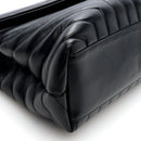 Calfskin Y Quilted Monogram Monochrome Medium Loulou Chain Satchel Black