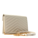Grain De Poudre Matelasse Chevron Monogram Envelope Chain Wallet Crema Soft