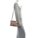 Sheepskin Matelasse Chevron Monogram Medium College Bag Rose Poudre