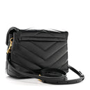 Calfskin Y Quilted Monogram Toy Loulou Crossbody Bag Black
