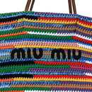 Cotton Crochet Stripe Tote Bag Multicolor