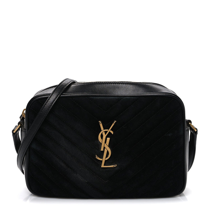 Suede Calfskin Monogram Lou Camera Bag Black