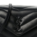 Calfskin Y Quilted Monogram Monochrome Toy Loulou Crossbody Bag Black