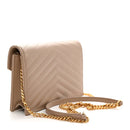 Grain De Poudre Matelasse Chevron Monogram Envelope Chain Wallet Dark Beige