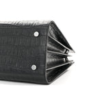 Calfskin Crocodile Embossed Small Sac de Jour Black