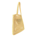 Yarn Raffia Effect Crochet Logo Embroidered Tote Bag Naturale