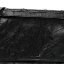 Crinkled Calfskin Matelasse Monogram Medium Niki Chain Satchel Black