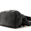 Lambskin Quilted Medium Loulou Puffer Monogram Chain Satchel Black