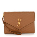 Grain De Poudre Matelasse Chevron Monogram Envelope Clutch Natural Dark