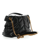 Lambskin Quilted Small Loulou Puffer Monogram Chain Satchel Black