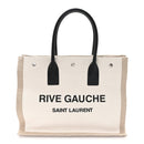 Linen Calfskin Small Rive Gauche Tote Greggio Natural