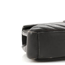 Sheepskin Matelasse Chevron Monogram Medium College Bag Asphalt